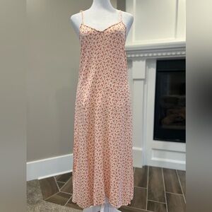 Billabong backless M Sunbright Slip Tie Strap Midi Dress Melon Floral Sleeveless
